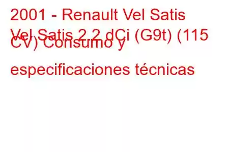 2001 - Renault Vel Satis
Vel Satis 2.2 dCi (G9t) (115 CV) Consumo y especificaciones técnicas