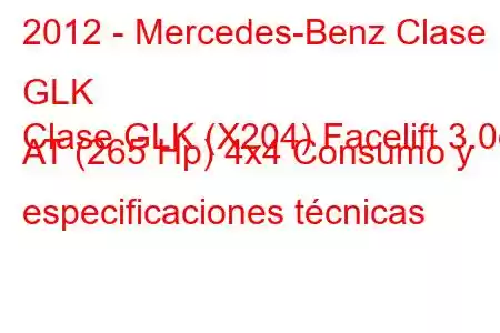 2012 - Mercedes-Benz Clase GLK
Clase GLK (X204) Facelift 3.0d AT (265 Hp) 4x4 Consumo y especificaciones técnicas