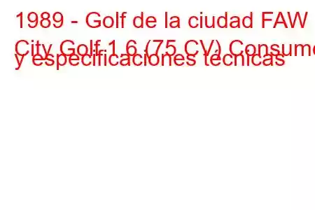 1989 - Golf de la ciudad FAW
City Golf 1.6 (75 CV) Consumo y especificaciones técnicas