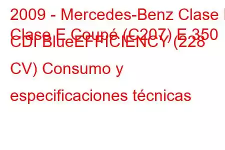 2009 - Mercedes-Benz Clase E
Clase E Coupé (C207) E 350 CDI BlueEFFICIENCY (228 CV) Consumo y especificaciones técnicas