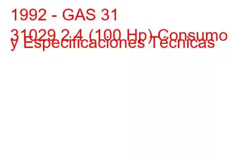 1992 - GAS 31
31029 2.4 (100 Hp) Consumo y Especificaciones Técnicas