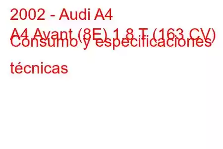 2002 - Audi A4
A4 Avant (8E) 1.8 T (163 CV) Consumo y especificaciones técnicas