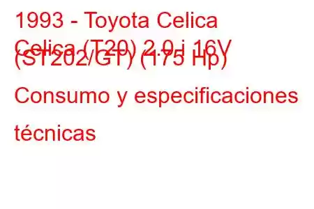 1993 - Toyota Celica
Celica (T20) 2.0 i 16V (ST202/GT) (175 Hp) Consumo y especificaciones técnicas