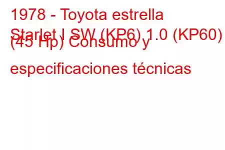 1978 - Toyota estrella
Starlet I SW (KP6) 1.0 (KP60) (45 Hp) Consumo y especificaciones técnicas