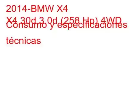 2014-BMW X4
X4 30d 3.0d (258 Hp) 4WD Consumo y especificaciones técnicas