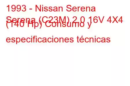 1993 - Nissan Serena
Serena (C23M) 2.0 16V 4X4 (140 Hp) Consumo y especificaciones técnicas