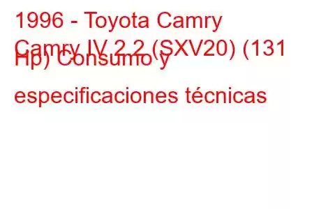 1996 - Toyota Camry
Camry IV 2.2 (SXV20) (131 Hp) Consumo y especificaciones técnicas