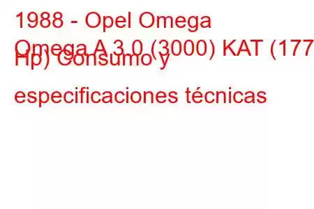 1988 - Opel Omega
Omega A 3.0 (3000) KAT (177 Hp) Consumo y especificaciones técnicas