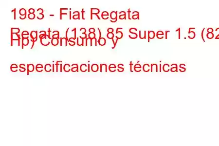 1983 - Fiat Regata
Regata (138) 85 Super 1.5 (82 Hp) Consumo y especificaciones técnicas