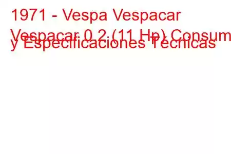 1971 - Vespa Vespacar
Vespacar 0.2 (11 Hp) Consumo y Especificaciones Técnicas