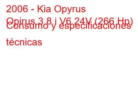 2006 - Kia Opyrus
Opirus 3.8 i V6 24V (266 Hp) Consumo y especificaciones técnicas