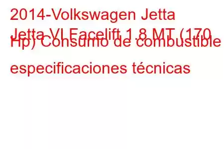 2014-Volkswagen Jetta
Jetta VI Facelift 1.8 MT (170 Hp) Consumo de combustible y especificaciones técnicas