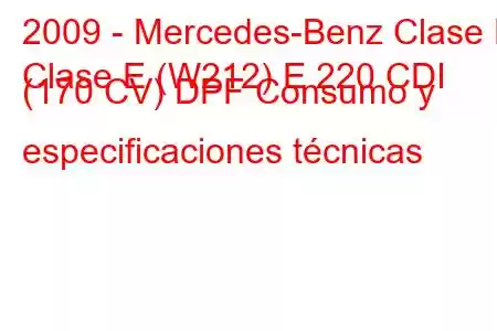 2009 - Mercedes-Benz Clase E
Clase E (W212) E 220 CDI (170 CV) DPF Consumo y especificaciones técnicas