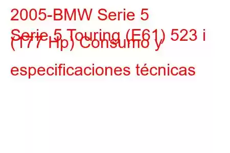 2005-BMW Serie 5
Serie 5 Touring (E61) 523 i (177 Hp) Consumo y especificaciones técnicas