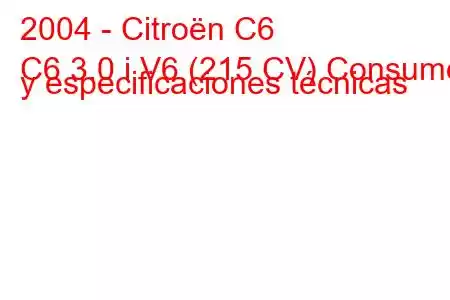 2004 - Citroën C6
C6 3.0 i V6 (215 CV) Consumo y especificaciones técnicas