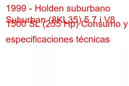 1999 - Holden suburbano
Suburban (8KL35) 5.7 i V8 1500 SL (255 Hp) Consumo y especificaciones técnicas