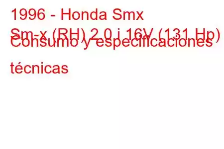 1996 - Honda Smx
Sm-x (RH) 2.0 i 16V (131 Hp) Consumo y especificaciones técnicas