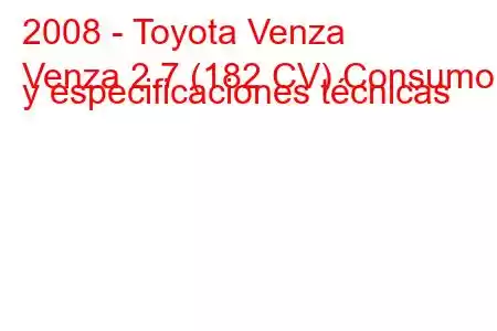 2008 - Toyota Venza
Venza 2.7 (182 CV) Consumo y especificaciones técnicas