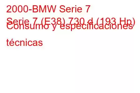 2000-BMW Serie 7
Serie 7 (E38) 730 d (193 Hp) Consumo y especificaciones técnicas