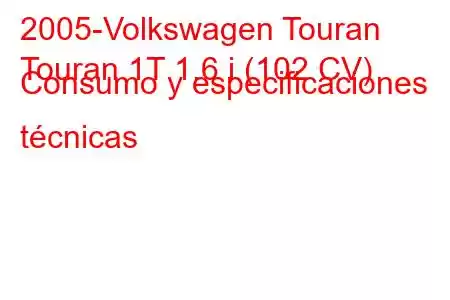 2005-Volkswagen Touran
Touran 1T 1.6 i (102 CV) Consumo y especificaciones técnicas