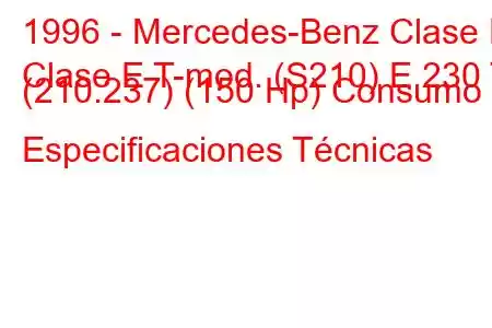 1996 - Mercedes-Benz Clase E
Clase E T-mod. (S210) E 230 T (210.237) (150 Hp) Consumo y Especificaciones Técnicas