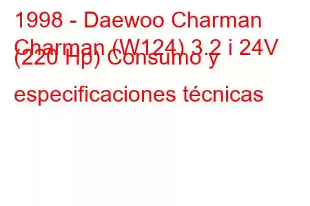 1998 - Daewoo Charman
Charman (W124) 3.2 i 24V (220 Hp) Consumo y especificaciones técnicas