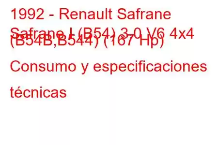 1992 - Renault Safrane
Safrane I (B54) 3.0 V6 4x4 (B54B,B544) (167 Hp) Consumo y especificaciones técnicas