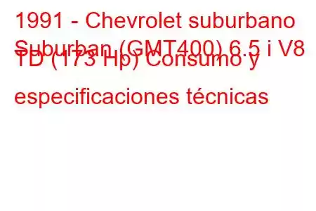 1991 - Chevrolet suburbano
Suburban (GMT400) 6.5 i V8 TD (173 Hp) Consumo y especificaciones técnicas