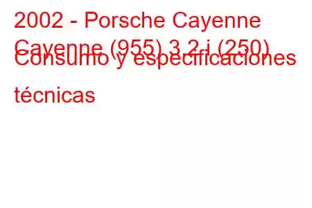 2002 - Porsche Cayenne
Cayenne (955) 3.2 i (250) Consumo y especificaciones técnicas