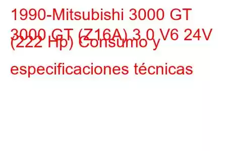 1990-Mitsubishi 3000 GT
3000 GT (Z16A) 3.0 V6 24V (222 Hp) Consumo y especificaciones técnicas