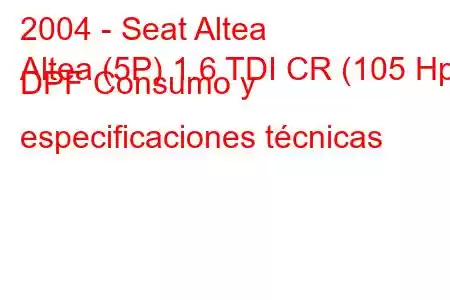 2004 - Seat Altea
Altea (5P) 1.6 TDI CR (105 Hp) DPF Consumo y especificaciones técnicas