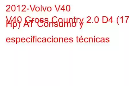 2012-Volvo V40
V40 Cross Country 2.0 D4 (177 Hp) АТ Consumo y especificaciones técnicas