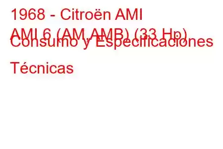 1968 - Citroën AMI
AMI 6 (AM,AMB) (33 Hp) Consumo y Especificaciones Técnicas