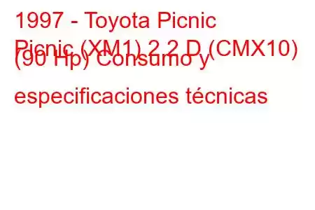 1997 - Toyota Picnic
Picnic (XM1) 2.2 D (CMX10) (90 Hp) Consumo y especificaciones técnicas