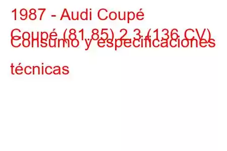 1987 - Audi Coupé
Coupé (81.85) 2.3 (136 CV) Consumo y especificaciones técnicas