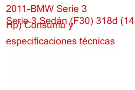 2011-BMW Serie 3
Serie 3 Sedán (F30) 318d (143 Hp) Consumo y especificaciones técnicas