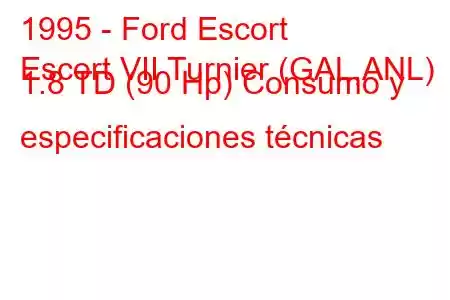 1995 - Ford Escort
Escort VII Turnier (GAL,ANL) 1.8 TD (90 Hp) Consumo y especificaciones técnicas