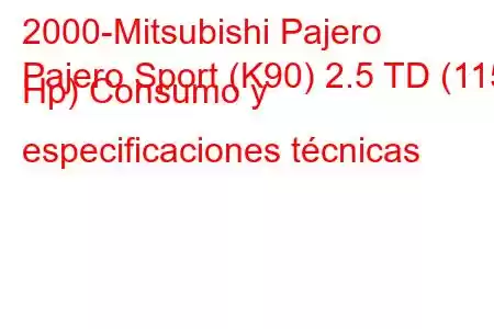 2000-Mitsubishi Pajero
Pajero Sport (K90) 2.5 TD (115 Hp) Consumo y especificaciones técnicas