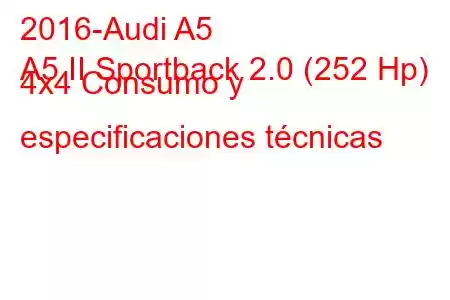 2016-Audi A5
A5 II Sportback 2.0 (252 Hp) 4x4 Consumo y especificaciones técnicas