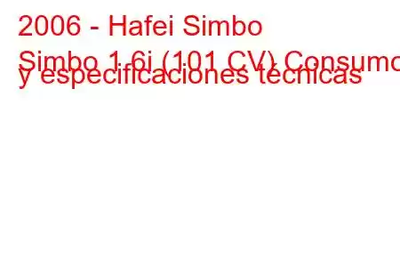 2006 - Hafei Simbo
Simbo 1.6i (101 CV) Consumo y especificaciones técnicas