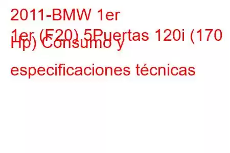 2011-BMW 1er
1er (F20) 5Puertas 120i (170 Hp) Consumo y especificaciones técnicas