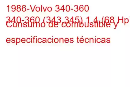 1986-Volvo 340-360
340-360 (343,345) 1.4 (68 Hp) Consumo de combustible y especificaciones técnicas