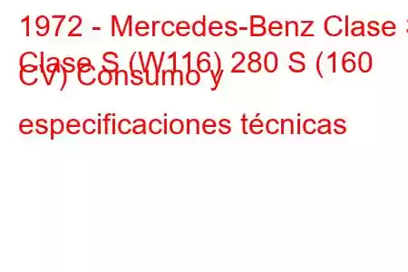 1972 - Mercedes-Benz Clase S
Clase S (W116) 280 S (160 CV) Consumo y especificaciones técnicas