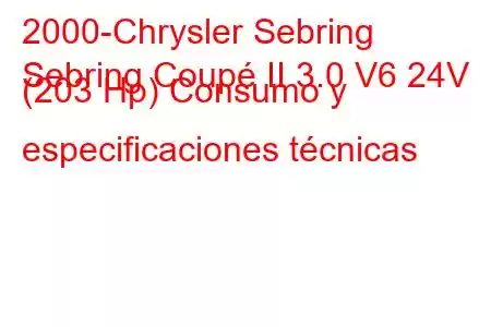 2000-Chrysler Sebring
Sebring Coupé II 3.0 V6 24V (203 Hp) Consumo y especificaciones técnicas