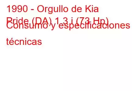 1990 - Orgullo de Kia
Pride (DA) 1.3 i (73 Hp) Consumo y especificaciones técnicas