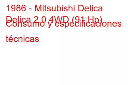 1986 - Mitsubishi Delica
Delica 2.0 4WD (91 Hp) Consumo y especificaciones técnicas