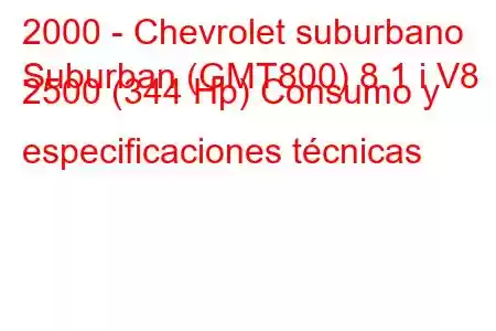 2000 - Chevrolet suburbano
Suburban (GMT800) 8.1 i V8 2500 (344 Hp) Consumo y especificaciones técnicas