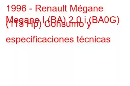 1996 - Renault Mégane
Megane I (BA) 2.0 i (BA0G) (113 Hp) Consumo y especificaciones técnicas