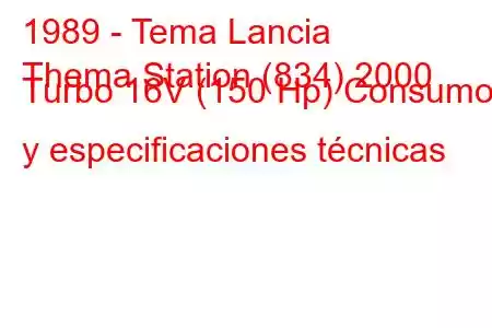 1989 - Tema Lancia
Thema Station (834) 2000 Turbo 16V (150 Hp) Consumo y especificaciones técnicas