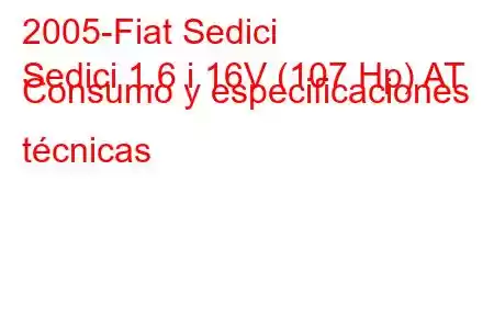 2005-Fiat Sedici
Sedici 1.6 i 16V (107 Hp) AT Consumo y especificaciones técnicas